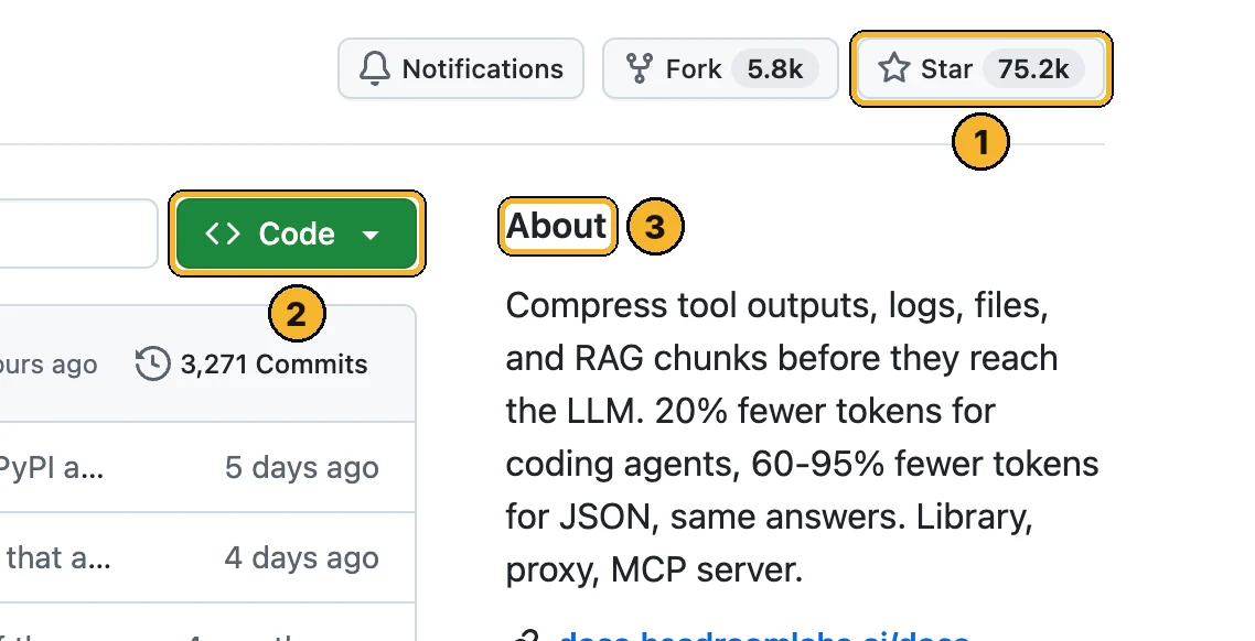 Headroom on GitHub: Star count 1, Code 2, About 3